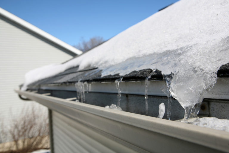 snow and ice on the roof