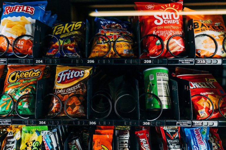 vending machine with various snacks inside
