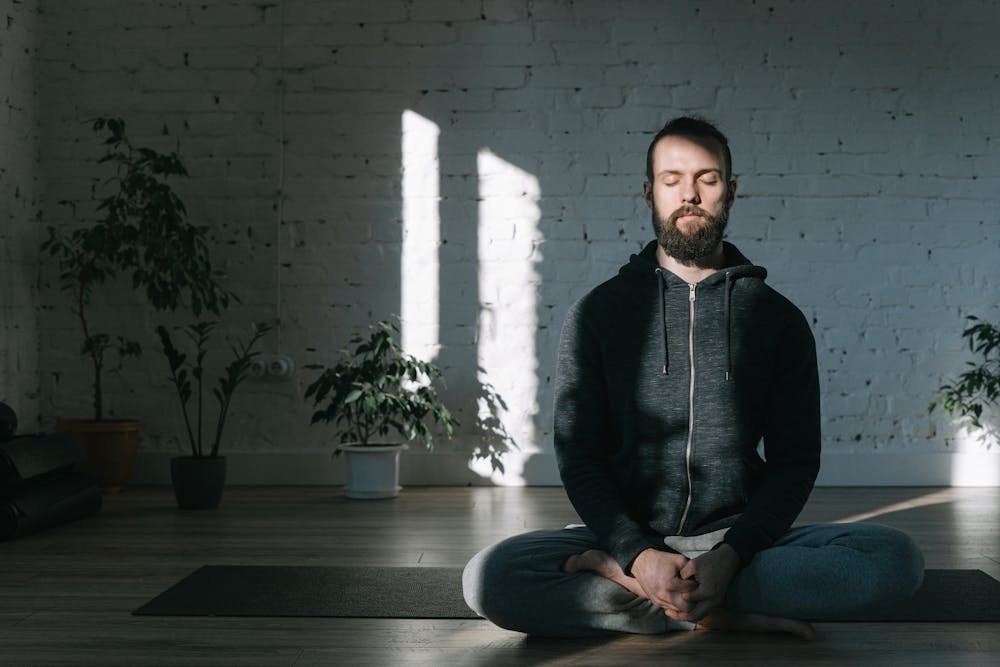 a man meditating